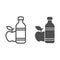 Apple and mineral water line and solid icon, healthy lifestyle concept, bottle of water and fruit sign on white