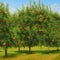 Apple orchard vintage ai generative painting from the 1980s