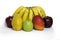 Apple, papaya, green apple, mango and banana isolated in a white background