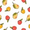 Apple and pear vector seamless pattern
