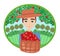 Apple picking logo, man with apple