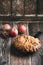 Apple pie in cast iron skillet, traditional Thanksgiving dessert