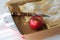 Apple Pie in Red Porcelain Baking Tray - Close Up