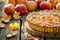 Apple Pie Slice, Fruit Cinnamon Dessert, Apple Cake, Delicious Thanksgiving Tart, Copy Space