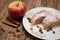 Apple pie on white plate