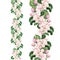 Apple pink flowers. Seamless floral border. Botanical watercolour painted edging