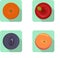Apple, plum, orange and peach color icon in flat style