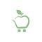 Apple shopping cart vector logo.