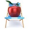 Apple sitting in beach chair summer vegetarion nutrition