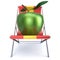 Apple sitting in beach chair vegetarian nutrition diet