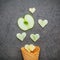 Apple slice in waffle cones and heart shape of apple setup on da