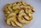 Apple slices sliced for drying