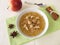 Apple soup with cinnamon, star anise and crumb topping
