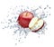 Apple in spray of water.