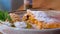 Apple strudel dessert close up view