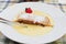 Apple strudel with vanilla sauce