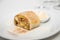 Apple Tart on Plate with Vanilla Ice Cream and Cinammon