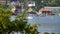 Apple tree in foreground with Belfast Maine harbor in the background