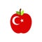 Apple Turkey flag. Turkish National Fruit. Vector illustration