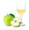 Apple vinegar in wine glass with granny smith apple