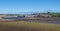 Appledore village in North Devon with lifeboat, viewed from Northam Burrows.