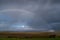 Appledore village with rainbow, seen from Northam Burrows, North Devon. Oct 2020.