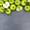 Apples apple fruit fruits copyspace square slate green top view