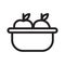 Apples bowl thin line vector icon