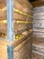 Apples in boxes are ready to ship. Interior of a warehouse for storage. Freshly harvested apples.