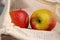 apples in an environmentally friendly bag, Eco friendly bag with red fresh apples with copy space, Fruit,Health