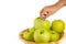 Apples in a fruit basket are good for a healthy diet in a white background