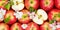 Apples fruits red apple fruit background banner with leaves and blossoms