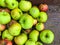 Apples are in a heap. red, green, ruddy and shiny fruits. vitamin dessert. macro photography, tasty and healthy food. appetizing