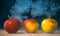 Apples like magic in the smoke fresh apples on the table on a dark background filled with magic smoke