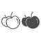 Apples line and solid icon. Two apples symbol illustration isolated on white. Two apple fruit silhouette outline style