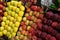 Apples in papper boxes, fresh organic market