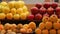 Apples, pears and cherry close up in local Georgian market, vitamins, ecology