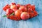 Apples and rowan berry. Autumn still life.