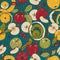 Apples, spices and berries seamless pattern