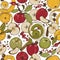 Apples, spices and berries seamless pattern