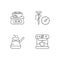 Appliance for coffee preparation linear icons set