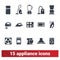 Appliance Icons. Home Electronic Devices Symbols