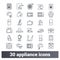 Appliance Line Icons. Home Electronic Devices Symbols