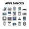 Appliances Domestic Equipment Icons Set Vector