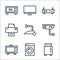 appliances line icons. linear set. quality vector line set such as toaster, washing machine, television, cctv, vacuum, printer,