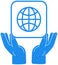 Application for access to web resource and info searching. Internet connection app icon, world sign