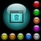 Application delete icons in color illuminated glass buttons