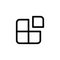 Application icon design. four square with one box separate symbol. simple clean line art professional business management concept