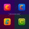 Application icons set. Letter C collection. Logo elements in mat