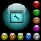 Application maintenance icons in color illuminated glass buttons